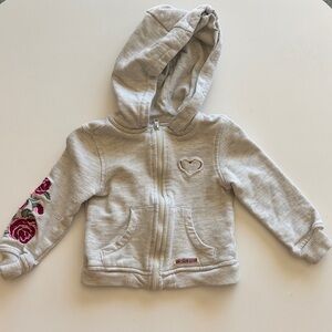 18M Hudson, Gray Hoodie with Rose Embroidery